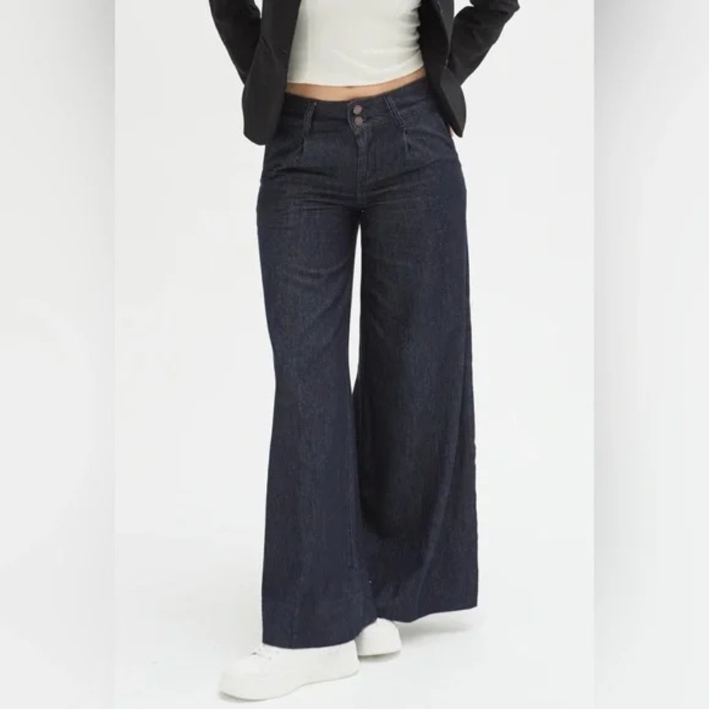 NEW-Danbury Mint Dark Blue Flare & Wide Leg Jeans - Picture 13 of 14